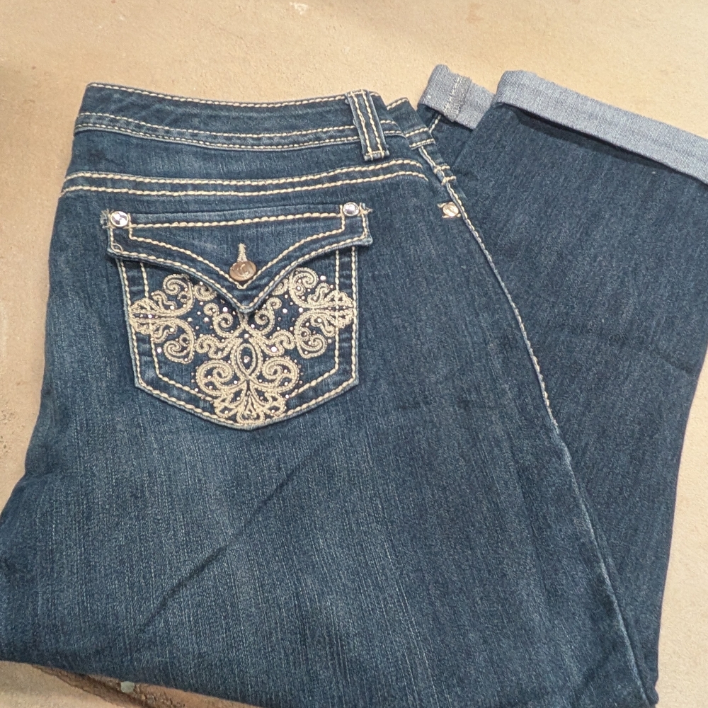 NINE WEST LADIES WOMENS 14 Embroidered EMBELLISHED Jeans EXC SHAPE STRETCH